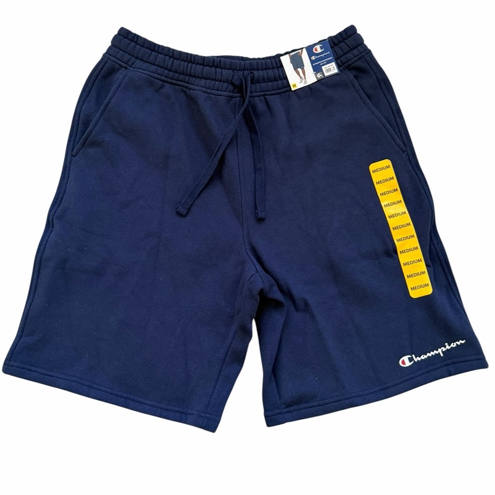 CHAMPION MENS SHORTS ATHLETIC NAVY 9” Inseam Powerblend Fleece with Pockets
